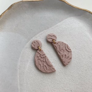 AUBREY Floral Lace Earrings / Modern Earrings / Semicircle Half Moon Earrings / Unique Gift / Girlfriend Gift image 2