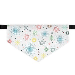 Snow Christmas Bandana, Christmas Dog Bandana Collar, Holiday Dog Collar Bandana, Over the Collar, Slip on Bandana