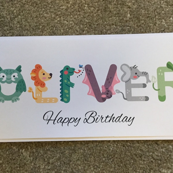 Handmade personalised name Birthday Card 1/2/3/4/5/6/7 years