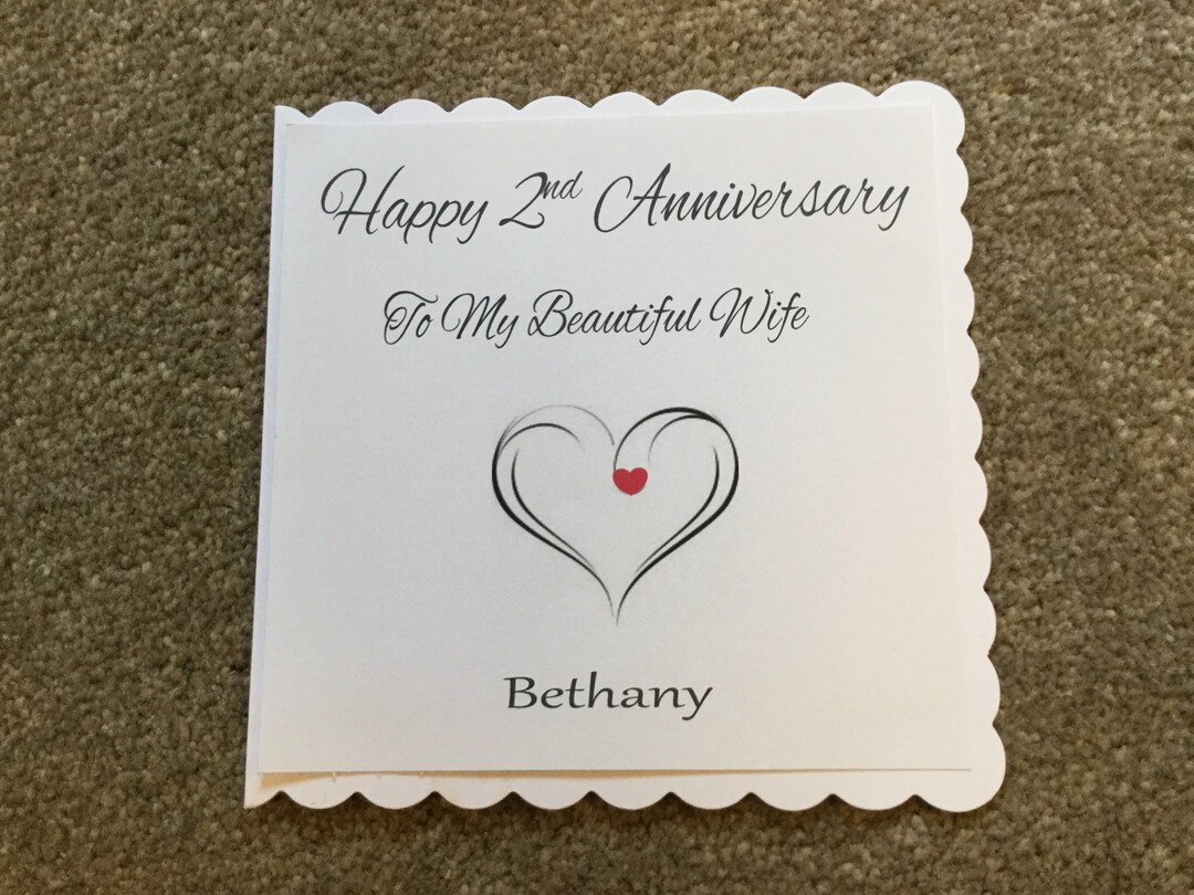 Handmade Personalised Anniversary Card for Wife - Etsy UK