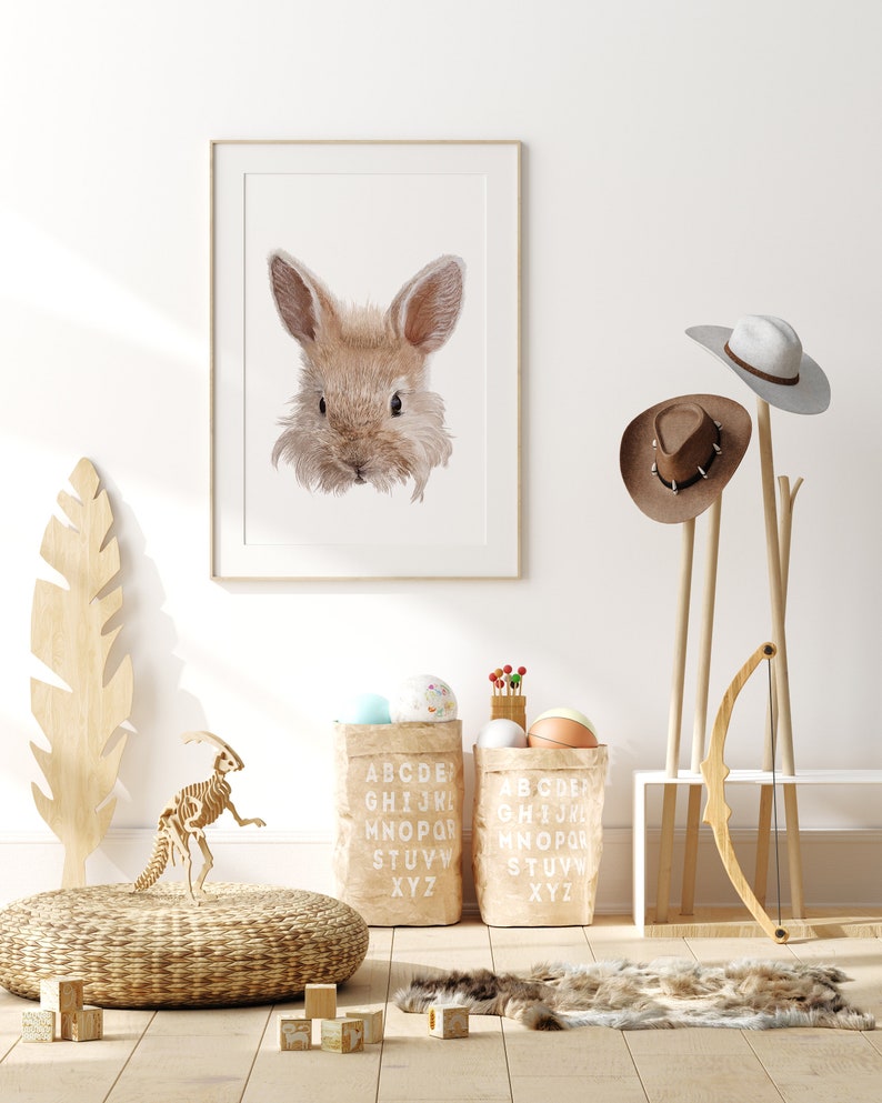 Nursery Wall Art / Bunny Rabbit Print / Cute Woodland Animal Etsy