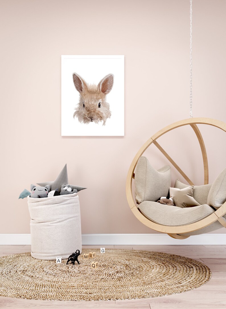 Nursery Wall Art / Bunny Rabbit Print / Cute Woodland Animal Etsy