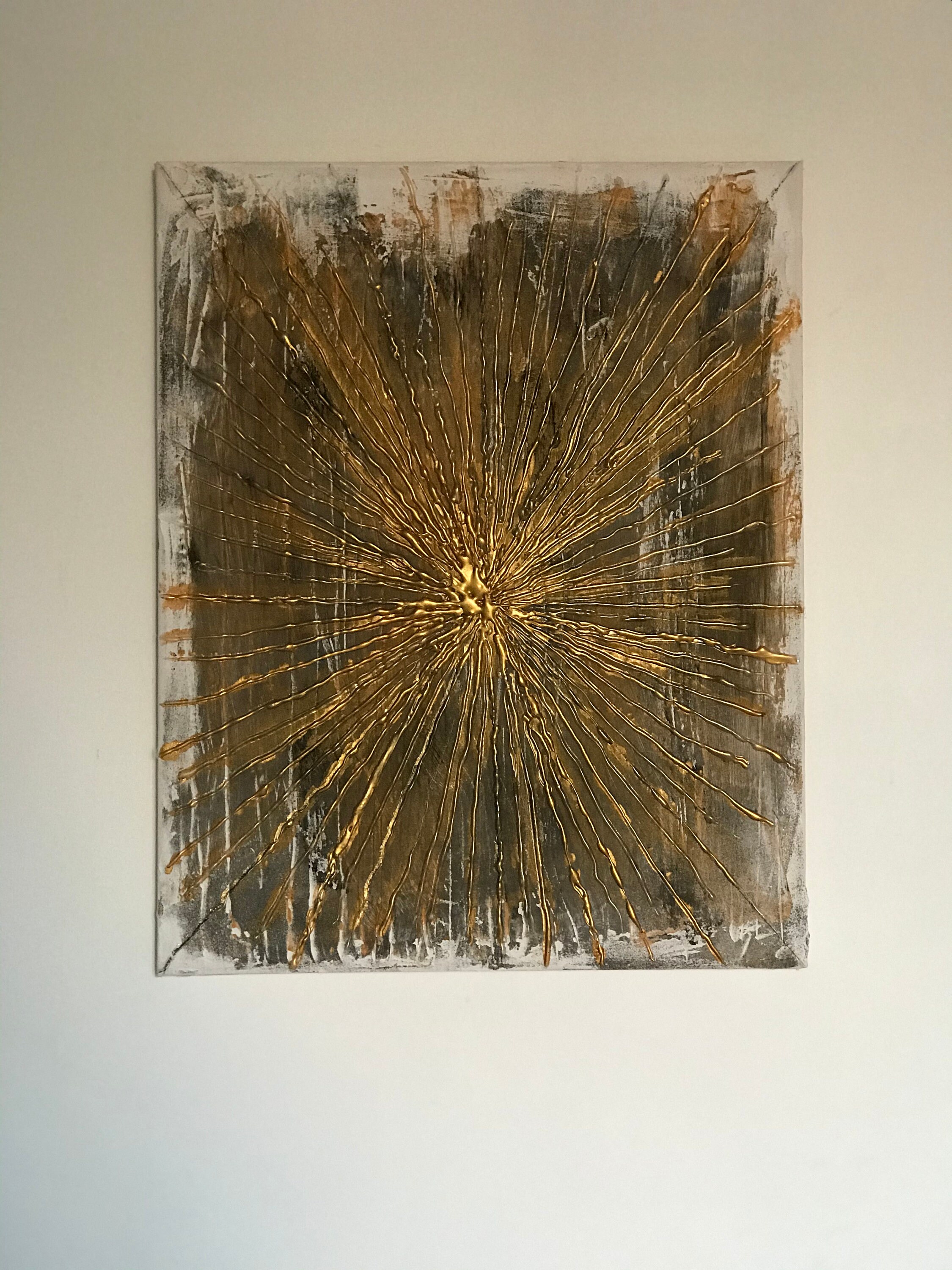 Gold Leaf Art Abstract Painting Large Abstract Painting Gold Etsy