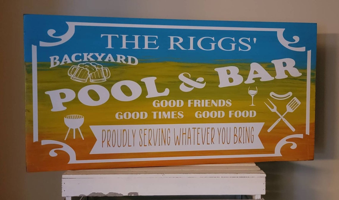 Custom Personalized Pool and bar patio sign Etsy