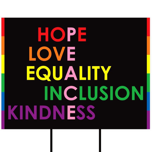 PEACE Yard Sign 24" x 18" - Visible Text Hope, Love, Equality, Inclusion, Kindness PEACE Yard Sign Lawn Decorations with Metal H-Stake