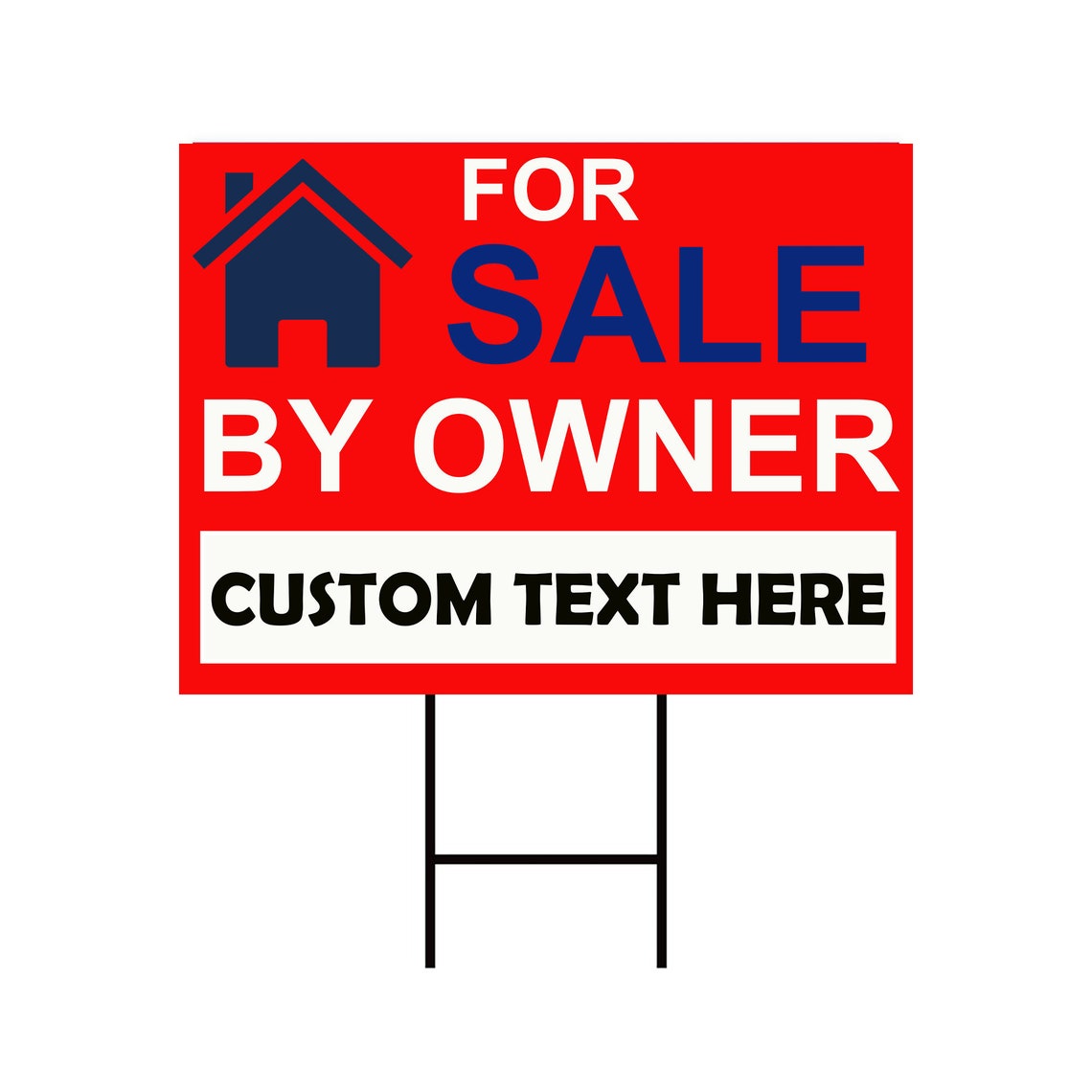 For Sale by Owner Yard Sign Personalized 24 X 18 Visible Text Custom