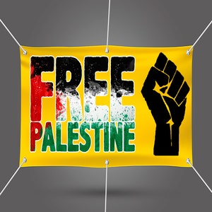 Free Palestine Banner: Heavy Duty 13 oz Vinyl with Grommets