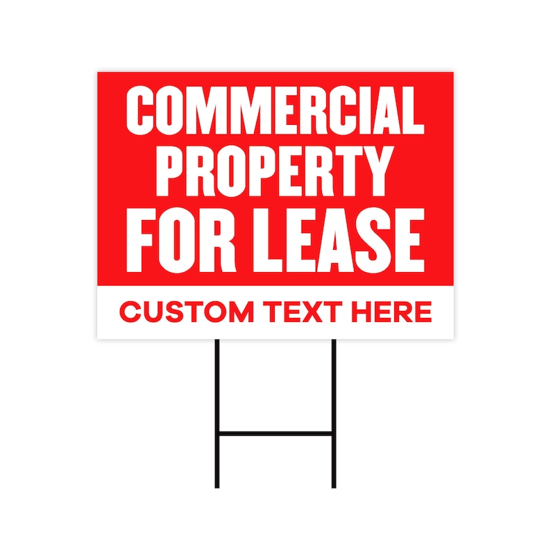 Commercial Property for Lease Yard Sign Personalized 24 X 18 Custom