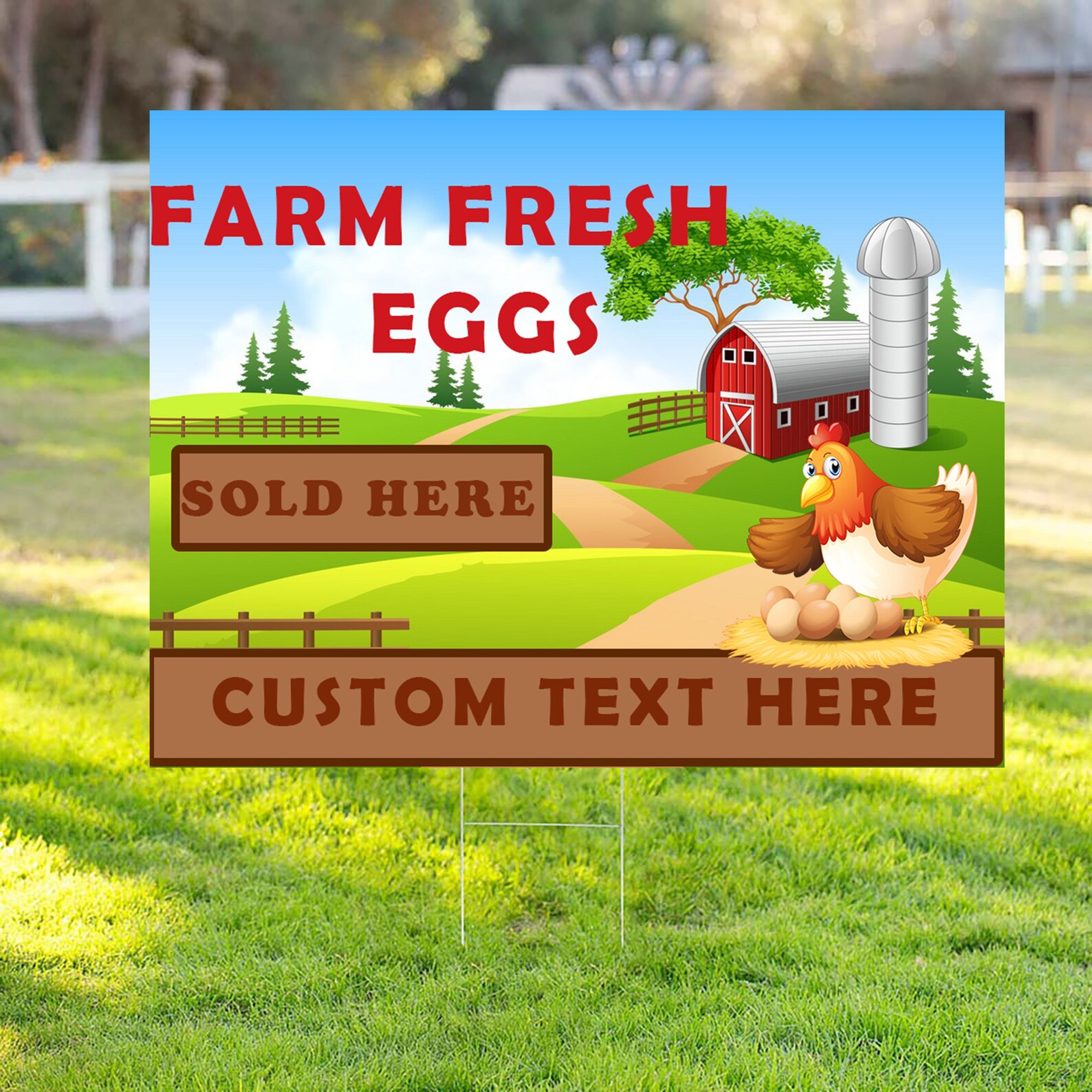 Farm Fresh Eggs Yard Sign Personalized 18 X 12 Etsy