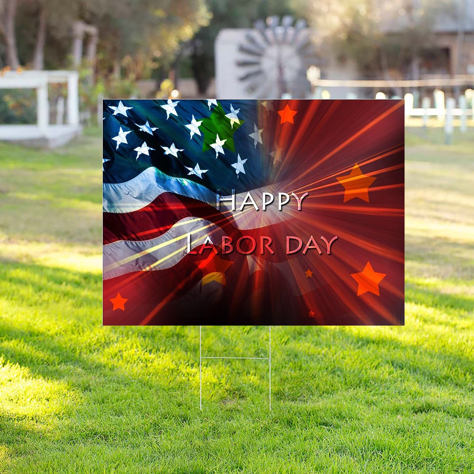 Happy Labor Day Yard Sign 24 X 18 American Workers Patriotic Coroplast