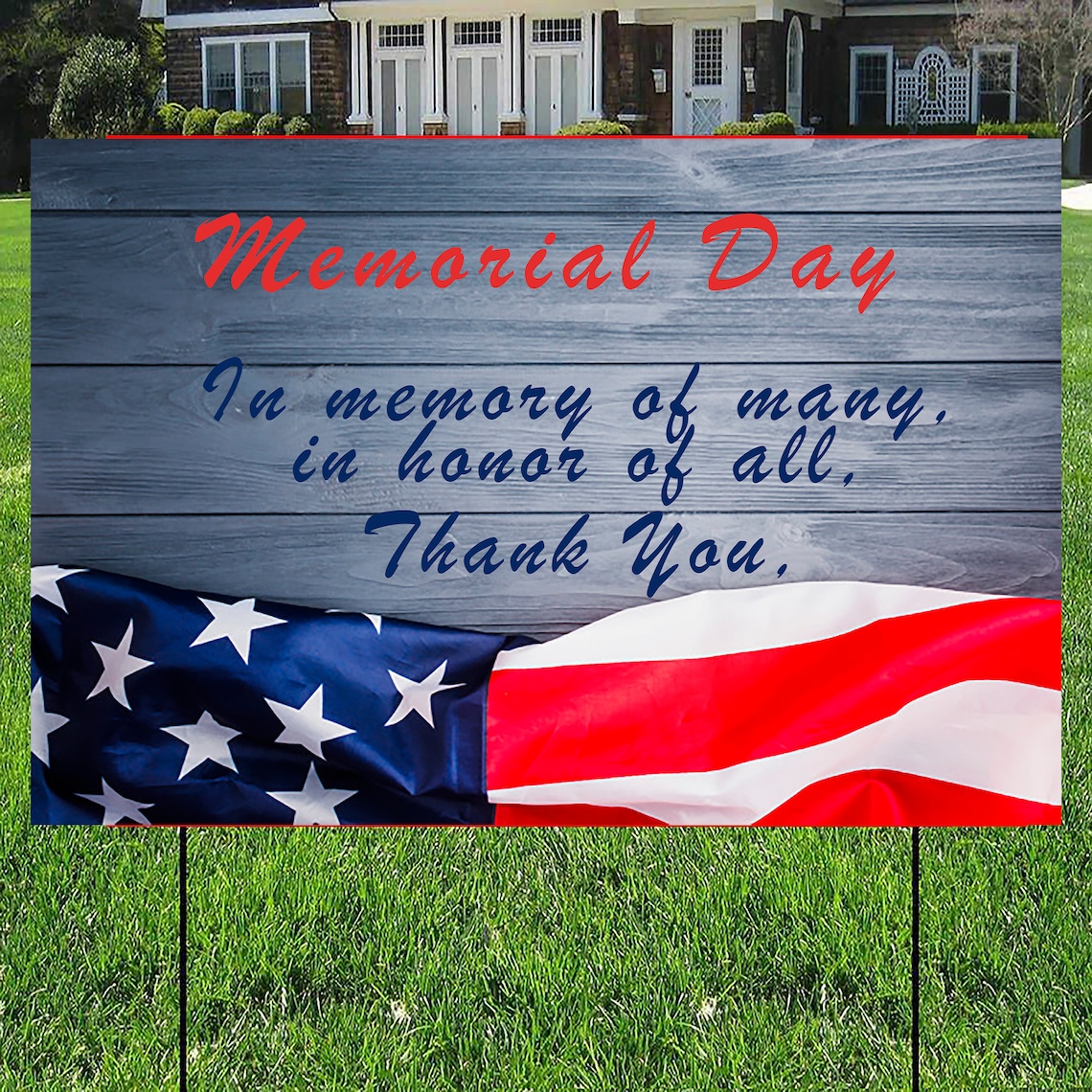 Memorial Day Yard Sign 24" X 18", Memorial Day, Thank You Memorial Day Lawn Decoration, Visible