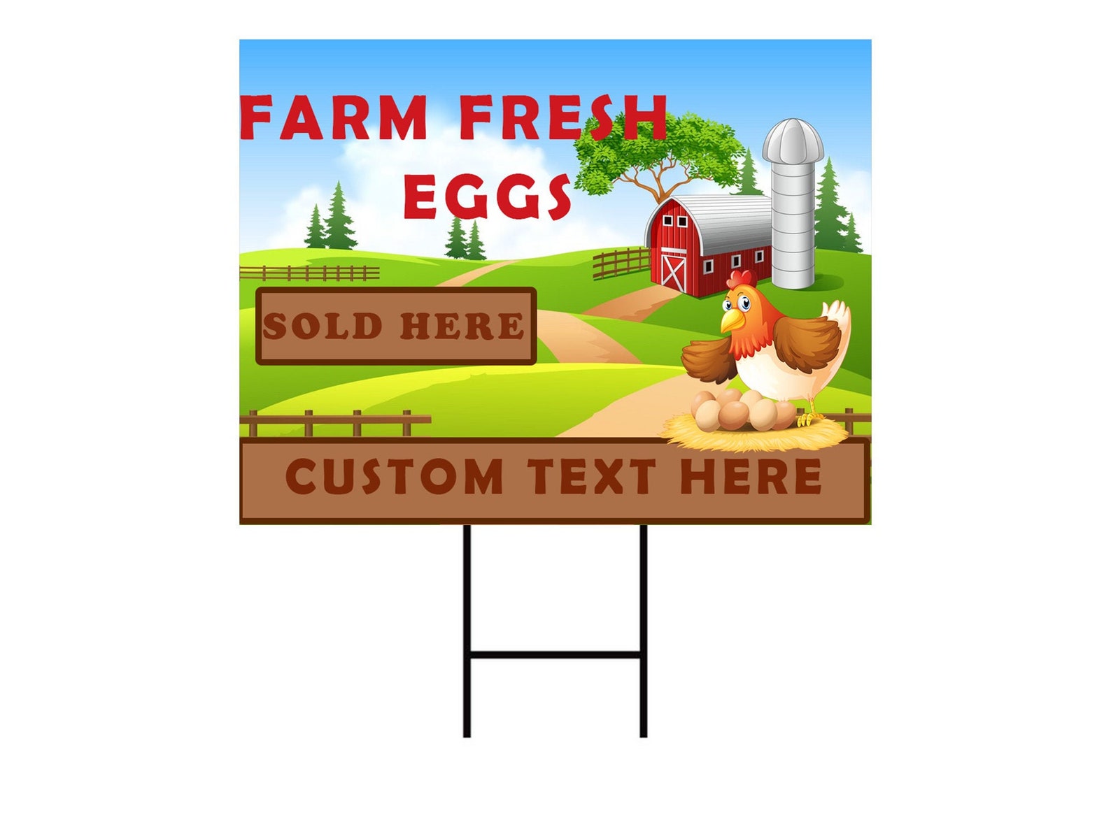 Farm Fresh Eggs Yard Sign Personalized 18 X 12 Etsy