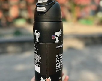 Owala Snoopy Insulated Water Bottle 32oz 24oz Leak Proof Straw Tumbler Peanuts Cartoon Flask Gift For Women