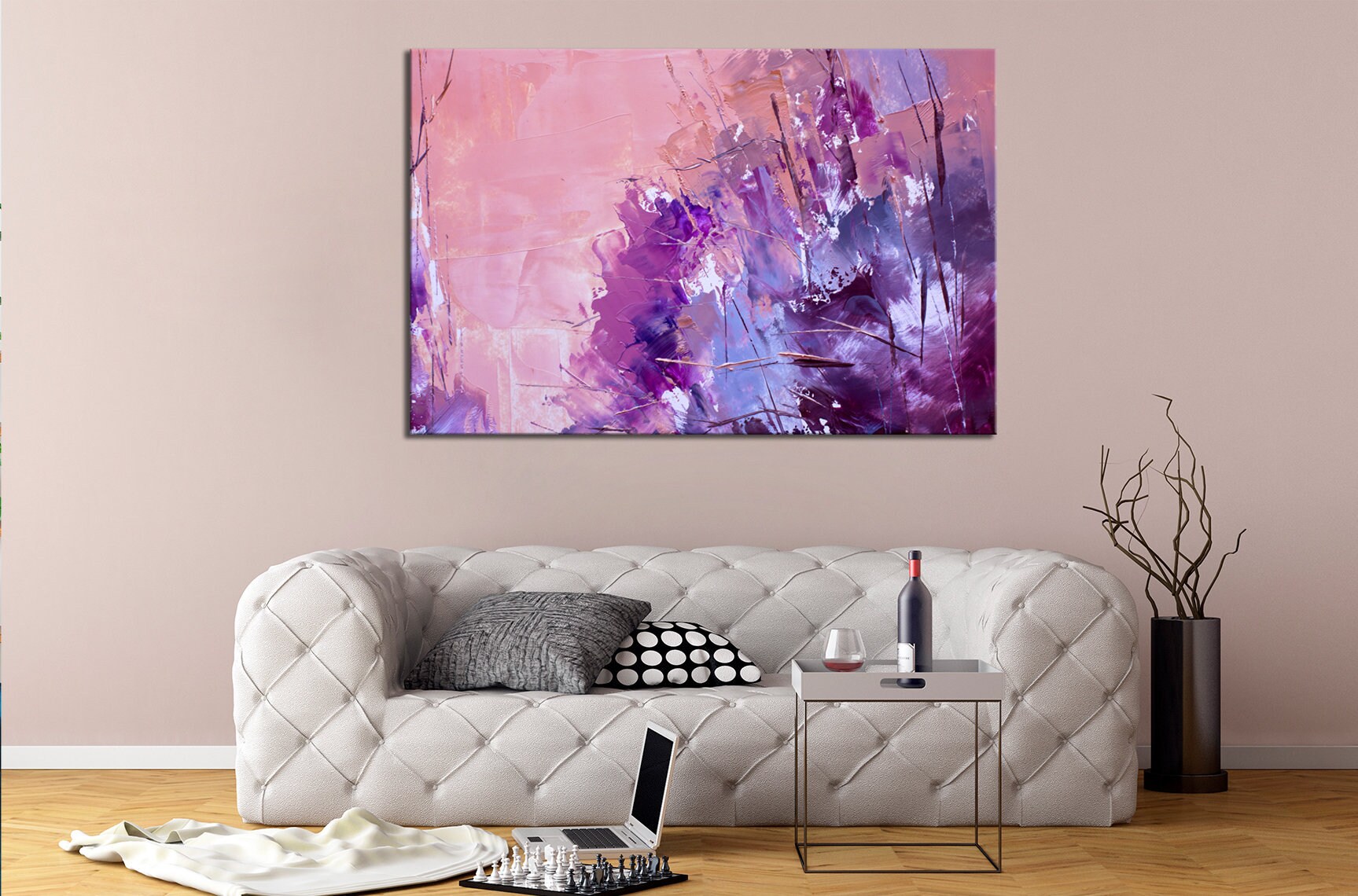 Purple Painting Oil Canvas Print Creative Wall Art Etsy