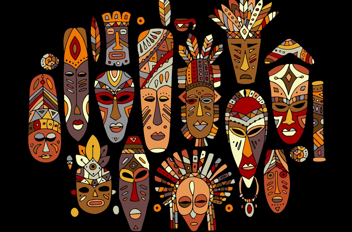 Ethnic Canvas Print African Wall Art Tribal Mask Wall Decor Etsy