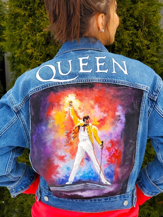 Painted Denim Jacket Freddie Mercury 