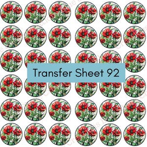Transferência 92 | Papoula Vermelha | Vitral | Folha de Transferência de Argila Polímera