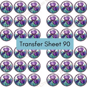 Overboeking 90 | Paarse iris | Gebrandschilderd glas | Overdrachtvel polymeerklei