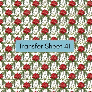 Transfer 41 | Poinsettia Mistletoe | Polymer Clay Transfer Sheet