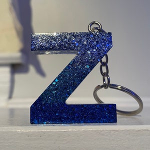 Z Blue Ombré Resin Keychain - as is