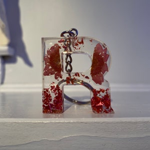 R Flower & Foil Resin Keychain - as is