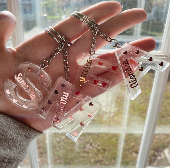 Personalized Resin Confetti Keychain Etsy
