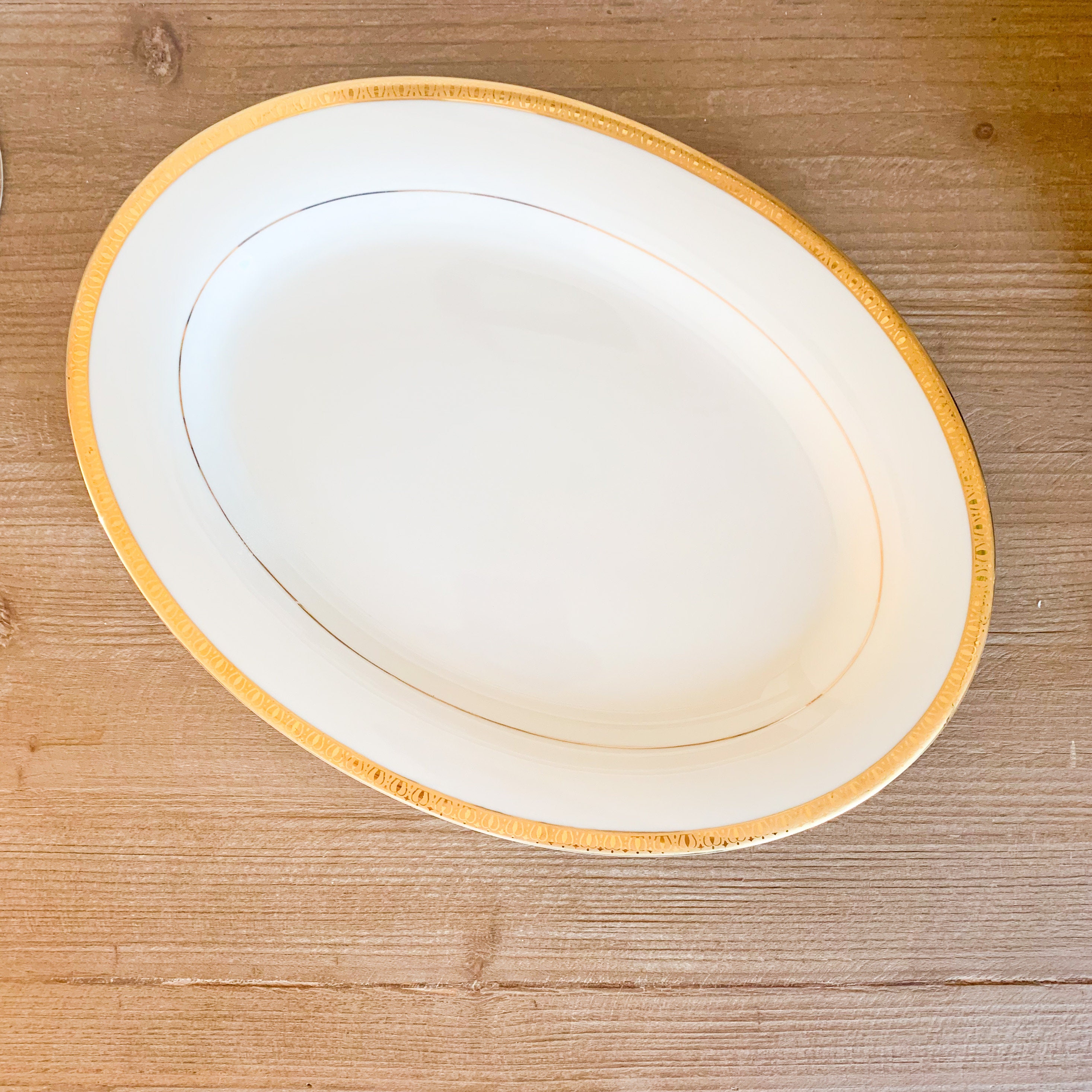 Vintage Gold Rimmed Serving Platter Medium Etsy