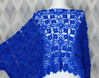 Blush Blossom Poncho Crochet Pattern: Lacy Floral Motif Wrap (PDF Download)
