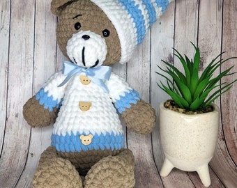 Teddy bear crochet pattern, amigurumi, toy, gift, fluffy, cute bear, PDF pattern