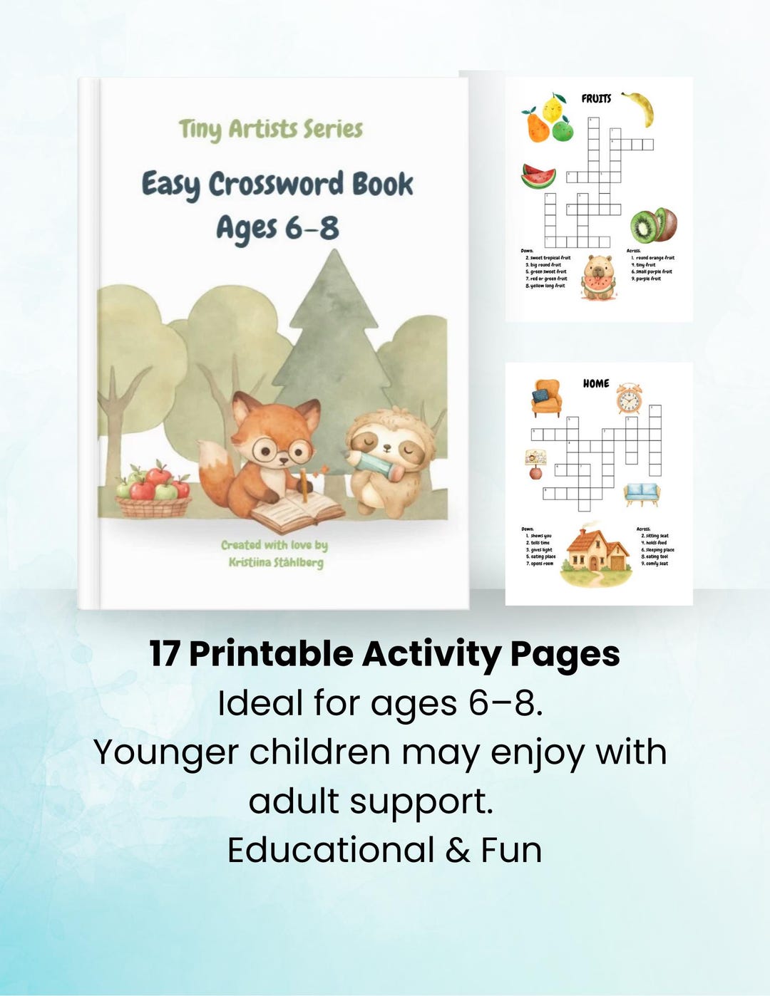 Printable Crossword Book for Kids – Easy Word Puzzles (ages 6–8) - Etsy
