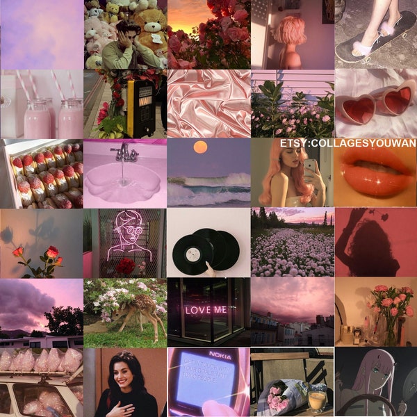 ROMANTIC PINK AESTHETIC  digital photo collage kit 50 pictures