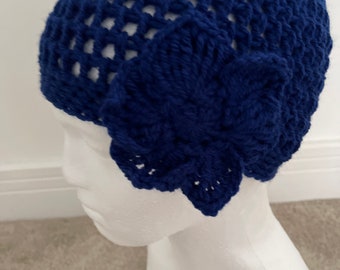 Ladies crochet beanie hat | ABBA style | Skull cap| Handmade in UK |gift for teacher|Ready to post | Festival Hat |Lacy Beanie|Mesh beanie