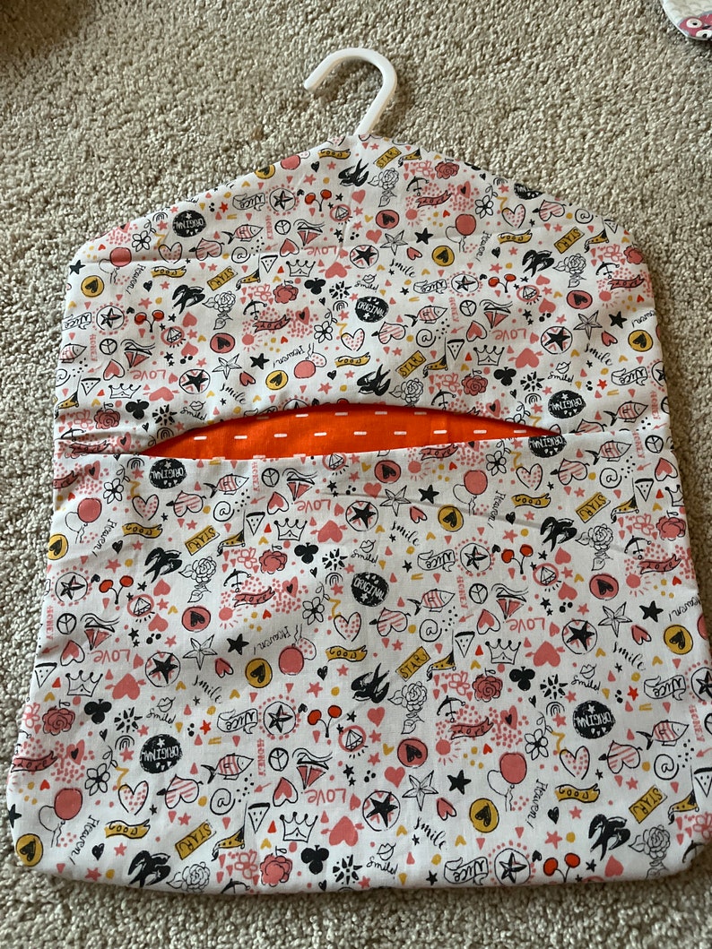 Peg bag with hanger| 100% cotton | Handmade in Uk | Washable | Laundry | Wash Days | Laundry | Spring cleaning| Fully lined | Handmade in UK Peace / orange
