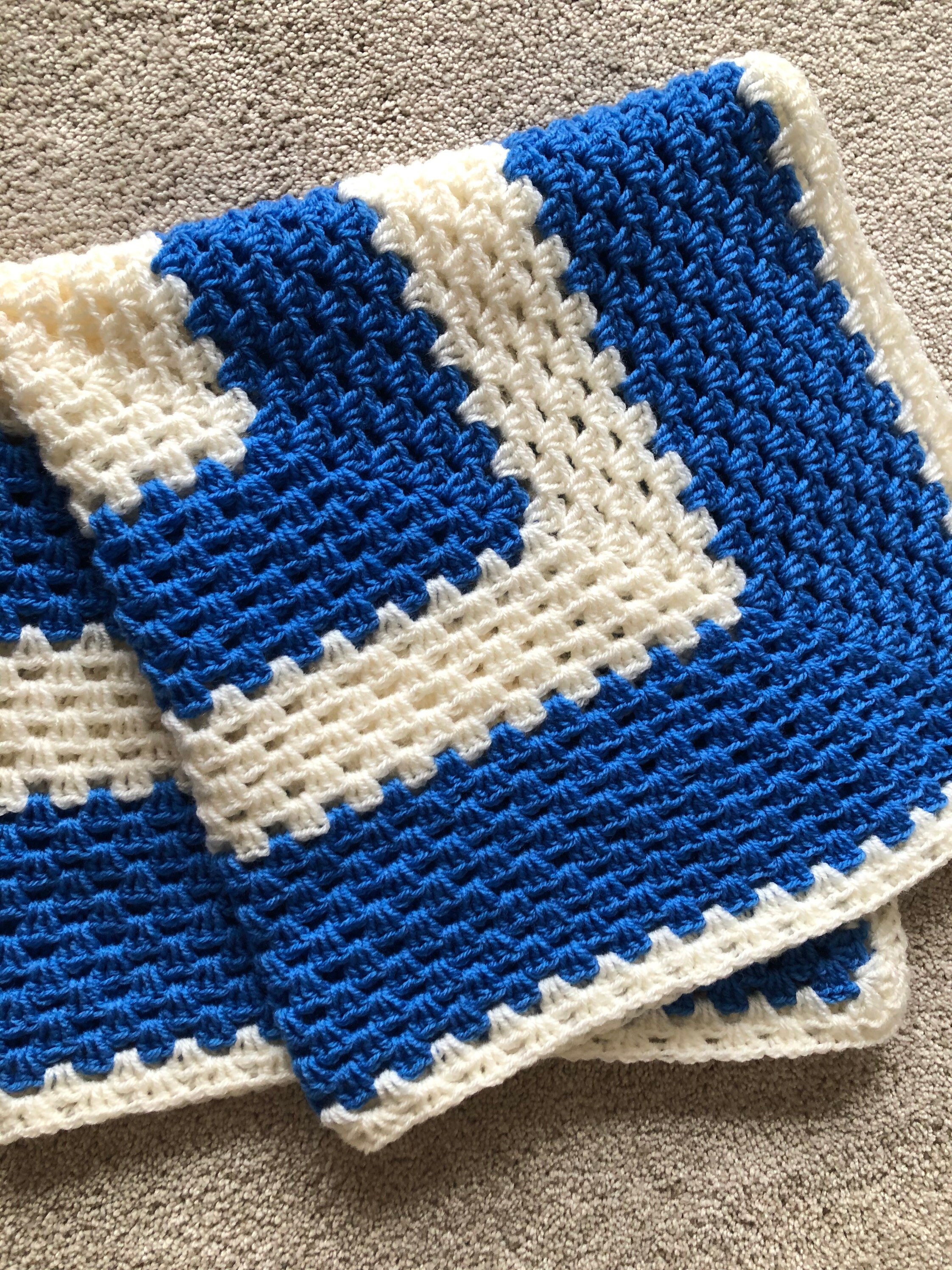 Crochet baby blanket Square blanket Handmade in the UK Etsy