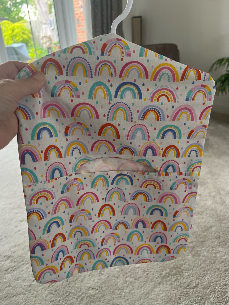Peg bag with hanger | 100% cotton | Handmade in Uk | Washable | Laundry | Wash Days | Laundry | Spring cleaning Handmade in UK|Fully lined Rainbows