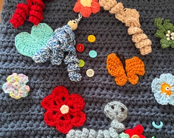 Twiddle Lap Mat Blanket|Fiddle Mat|Sensory|Alzheimer Aid|Dementia Aid|Busy hands|Nursing home present|Handmade in UK|Activity mat