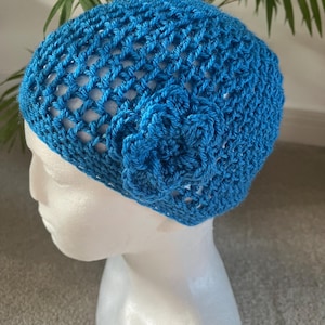 Ladies crochet beanie hat | ABBA style | Skull cap| Handmade in UK |gift for teacher|Ready to post | Festival Hat |Lacy Beanie|Mesh beanie