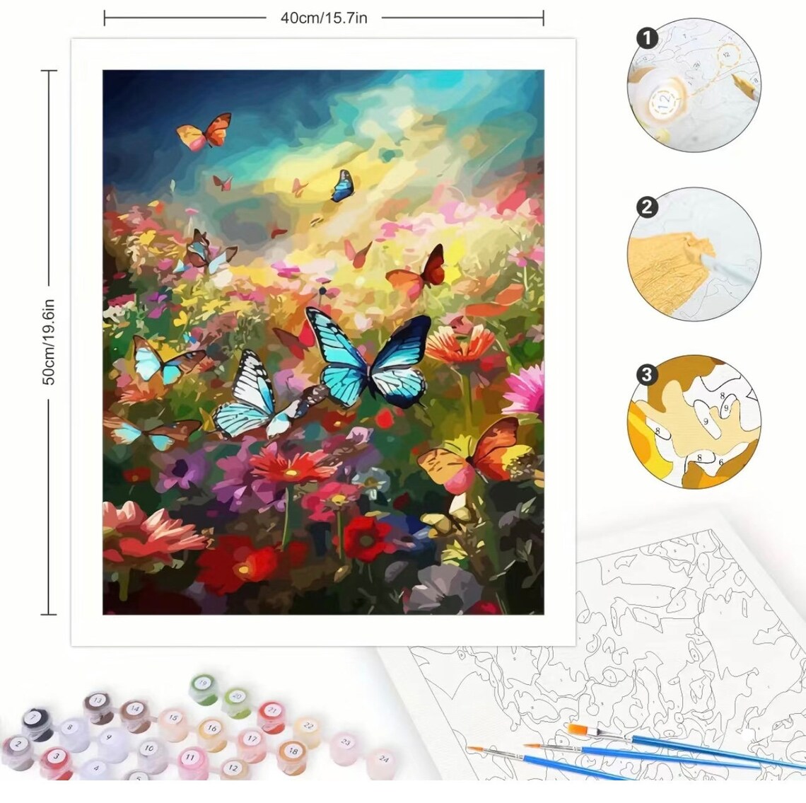 Paint by Number of Butterflies and Flowers - Etsy
