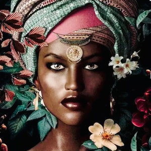 Paint by Number of Woman in Turban and Flowers