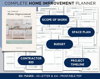 Home Renovation Planner Printable, Home Renovate Planner, Renovate Planner, Home Improvement Checklist, Printable Renovation Budget