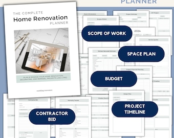 Home Renovation Planner: Budget, Checklist, Remodel Template (Printable PDF)