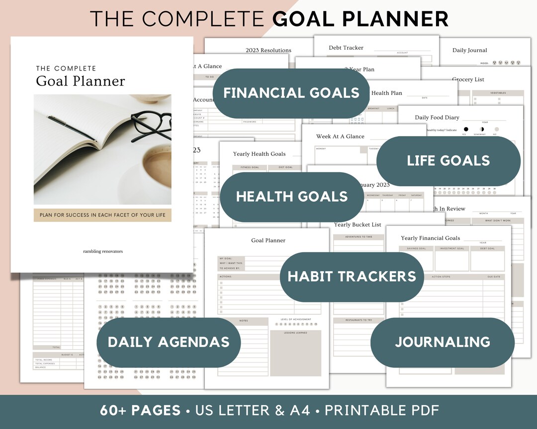 Goals Planner, Goal Planning Workbook, Printable Life Planner, Habit ...