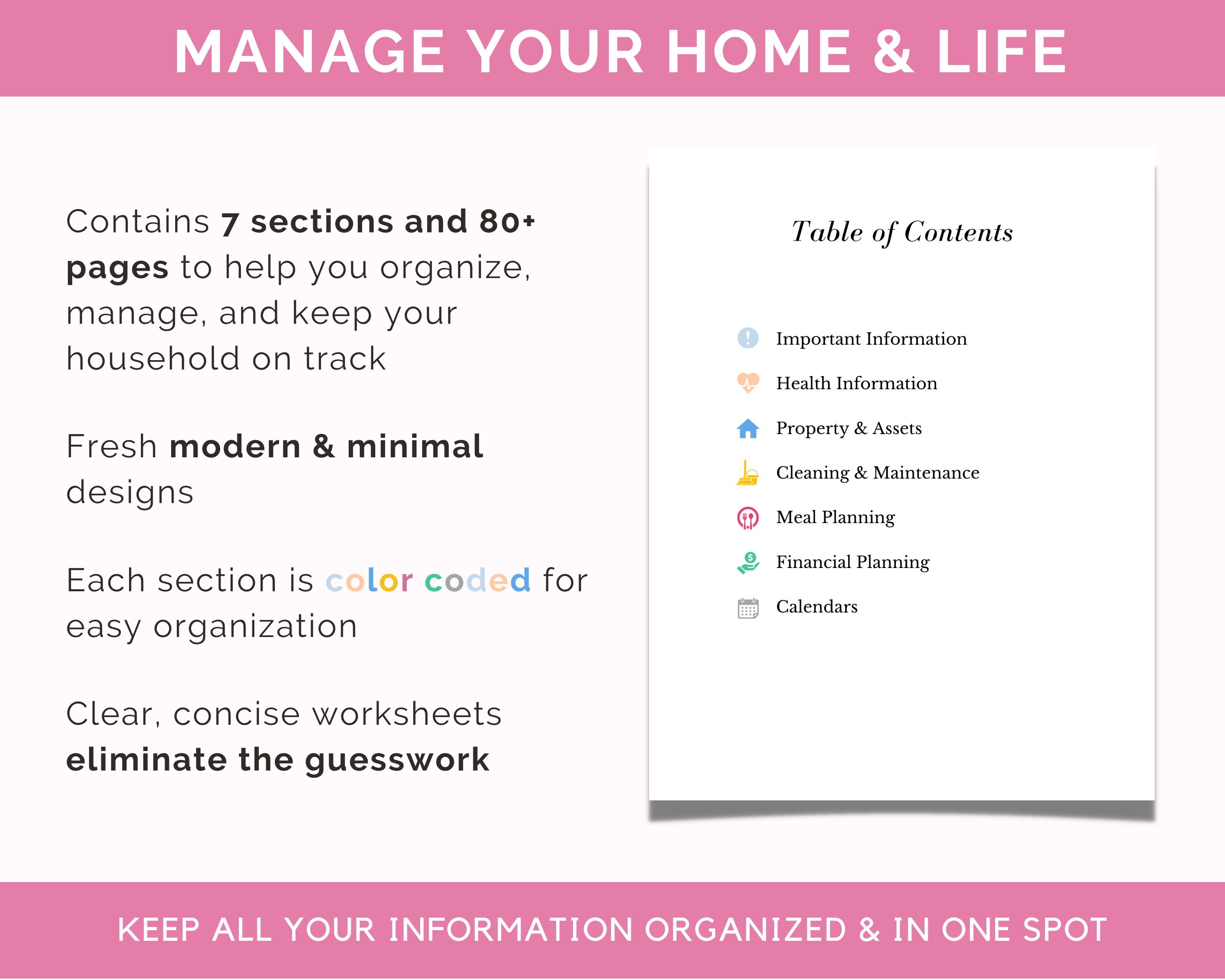Ultimate Home Management Binder – Printable Household Planner (PDF) - Etsy