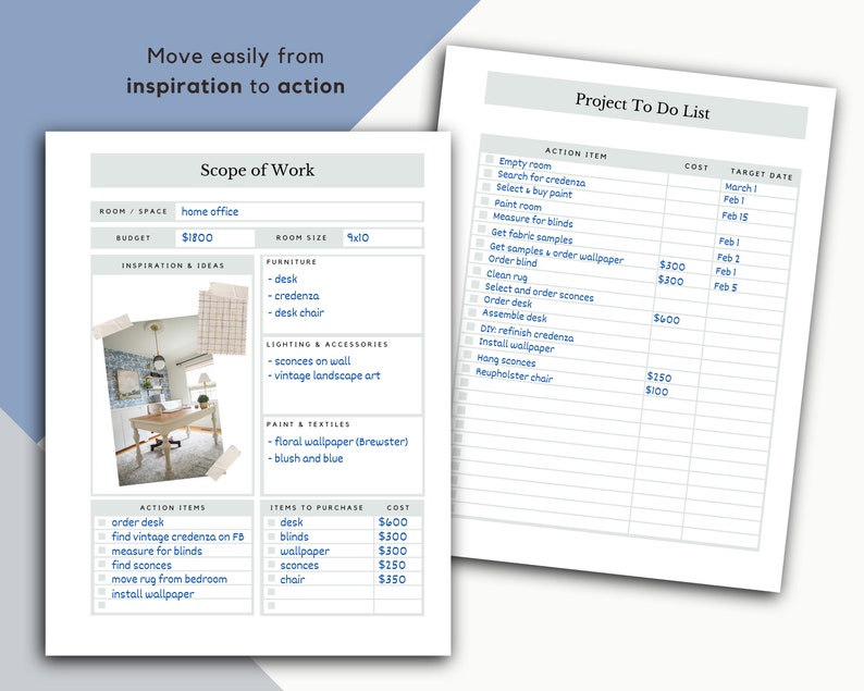 Home Renovation Planner Printable Home Renovate Planner Etsy