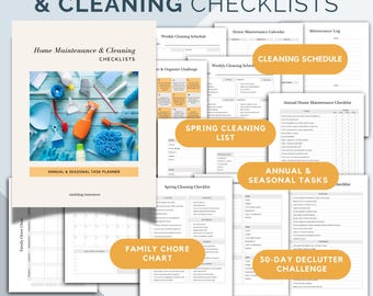 Home Maintenance Cleaning Schedule | Seasonal House Chores Planner (Digital Download)