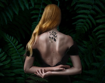 Tatuaje temporal de flor de magnolia: elegante diseño floral