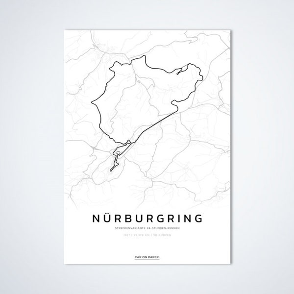 Nürburgring Poster - Nürburgring - 24 Hours Track on Poster - 50 x 70cm (18" x 24") - Nurburgring Poster - Race Track - Circuit