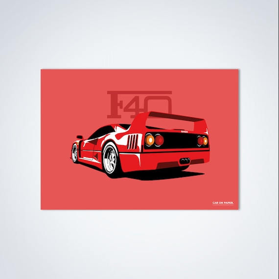 Poster Ferrari, poster Ferrari F40, poster di auto, Ferrari F40