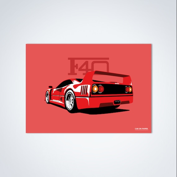 Ferrari Poster, Ferrari F40 Poster, Car Posters, Ferrari F40. 50 x 70cm  (18 x 24). Car Posters for Boys. Wall Art for your son, F40 Poster