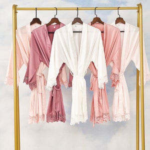 Robes de demoiselle d'honneur, robes de mariée en dentelle, robe de chambre, robe de chambre en satin, robe de mariée personnalisée, robe de chambre, cadeau de demoiselle d'honneur